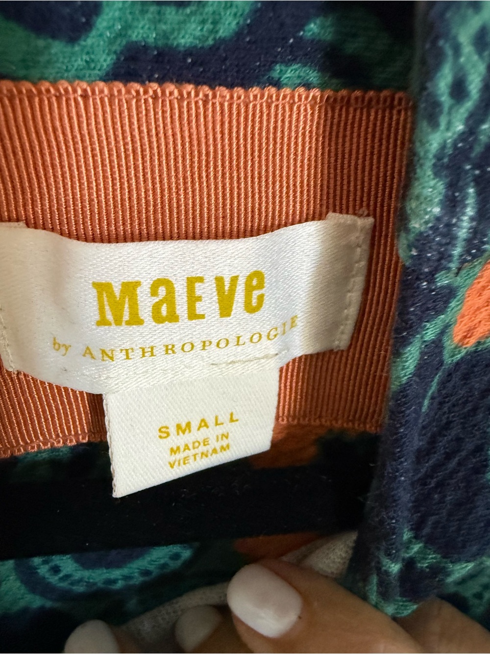 Like new Anthropologie Maeve Floral Shift Mini Dress in retro teal and orange. - Picture 7 of 9